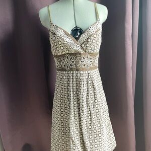 B Darlin Brown and Cream Floral Midi Dress